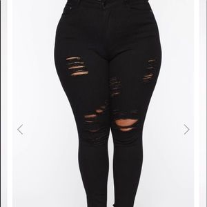 Distressed black jeans